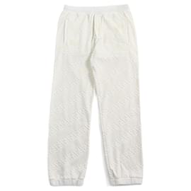Fendi-Fendi FF Logo Zucca Pile Sweatpants-White