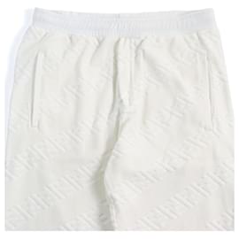 Fendi-Fendi FF Logo Zucca Pile Sweatpants-White