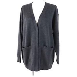Fendi-Fendi Wool FF Embroidery Knit Cardigan Women-Dark grey