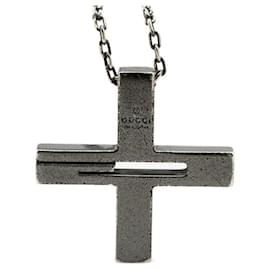 Gucci-Gucci Cutout G Cross SV925 Necklace-Silvery