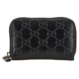 Gucci-Gucci Guccissima Leather Coin Case-Black