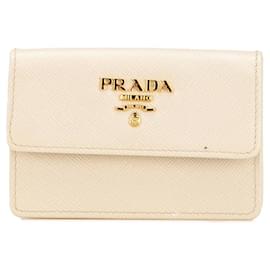 Prada-Prada Saffiano Leather Card Case 1M0881-White