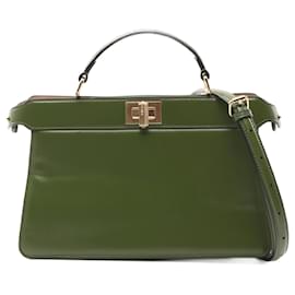 Fendi-Fendi Peekaboo ISeeU East West Leather Handbag-Green