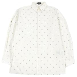 Fendi-Fendi Cotton Silk FF Logo Long Sleeve Shirt-White