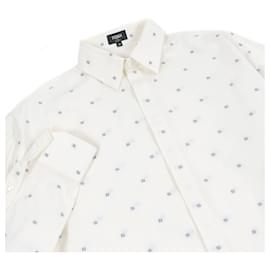 Fendi-Fendi Cotton Silk FF Logo Long Sleeve Shirt-White