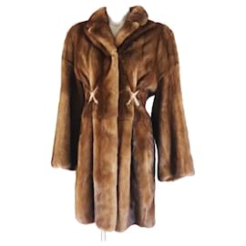 Fendi-Fendi Mink Lamb Leather Coat Brown 38 Women-Brown