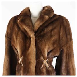 Fendi-Fendi Mink Lamb Leather Coat Brown 38 Women-Brown