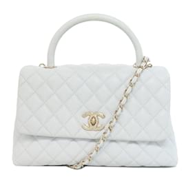 Chanel-Chanel Coco Handle Handbag in Gray Caviar Leather-Brown