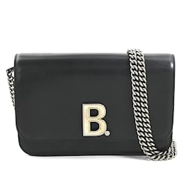 Balenciaga-Balenciaga Black Leather Chain Wallet-Black