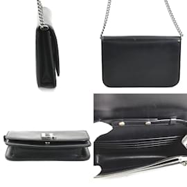 Balenciaga-Balenciaga Black Leather Chain Wallet-Black