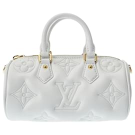 Louis Vuitton-Louis Vuitton Bubble Gram Papillon BB Snow Handbag-White