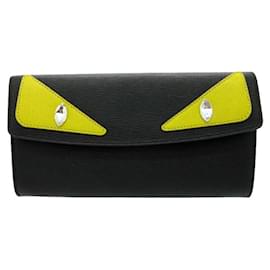 Fendi-Fendi Monster Long Wallet in Black Leather-Black