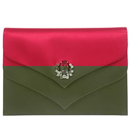 Yves Saint Laurent-Yves Saint Laurent Vintage Satin Clutch Bag-Red
