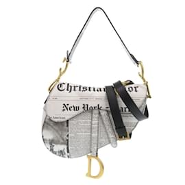 Christian Dior-Christian Dior Newspaper Saddle Bag-Black,White