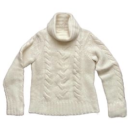 Autre Marque Jones New York Zopfstrickpullover aus Wolle und Angora Creme Roh Aus weiß
