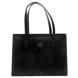 Loewe Anagram Suede/Leather Black Handbag Black