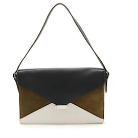 Céline-CELINE Diamond Shoulder Bag Clutch-Black,White,Khaki