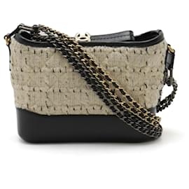 Chanel-Chanel Gabrielle de Chanel Tweed Small Hobo Shoulder Bag-Black,Cream