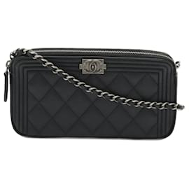 Chanel-Chanel Boy Chanel Matelasse Caviar Leather Shoulder Bag-Black