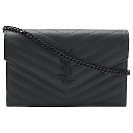 Yves Saint Laurent-Yves Saint Laurent Cassandra Envelope Shoulder Bag-Black