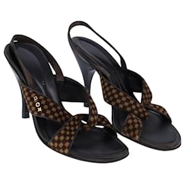 Louis Vuitton-LOUIS VUITTON Damie sovage Mule High heels 35 LV Auth ti2395-Other