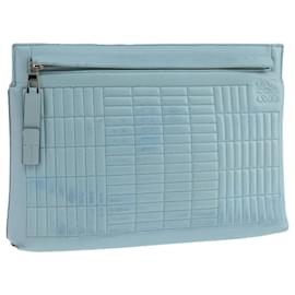 Loewe-LOEWE Anagram Clutch Bag Leather Light Blue Auth bs20557-Light blue