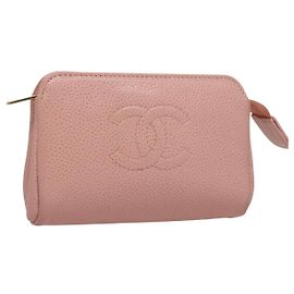 Pochette CHANEL Cuir Caviar Rose Or CC Auth 101855 Rose Doré