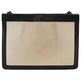 Balenciaga-Pochette en toile et cuir BALENCIAGA ivoire marine argent 339937 Auth bs20579-Argenté,Écru,Bleu Marine