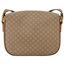 Céline-CELINE Macadam Canvas Shoulder Bag Beige Gold Auth 106361-Beige,Golden