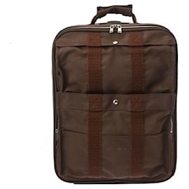 Hermès-Hermes Air Line Travel Bag in Chocolate Canvas-Chocolate
