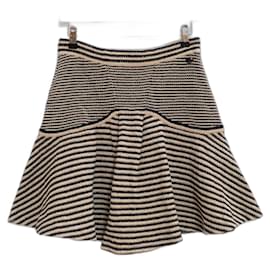 Chanel-Chanel Resort 2015 Paper/Cotton/Silk Knit Flared Skirt-Beige
