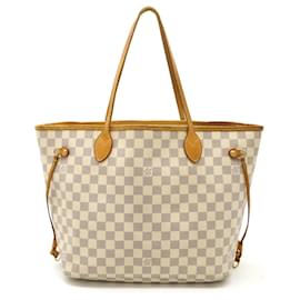 Louis Vuitton-Louis Vuitton Damier Azur Neverfull MM Tote Bag-Other,Cream