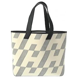 Hermès-Sac fourre-tout Hermes H en Bier GM Ecru/Noir-Noir,Écru