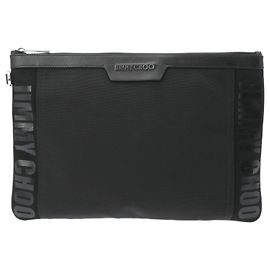 Bolsa clutch de couro e lona preta Jimmy Choo Preto