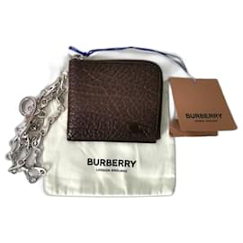 Burberry-NEW WITH TAG BURBERRY CHAIN ​​WALLET BURGUNDY LEATHER-Dark red