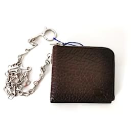 Burberry-NEW WITH TAG BURBERRY CHAIN ​​WALLET BURGUNDY LEATHER-Dark red