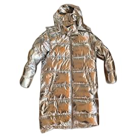 Louis Vuitton-Louis Vuitton metallic quilted jacket with goose feather-Silvery