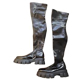 Prada-Prada Monolith thigh high boots.-Black