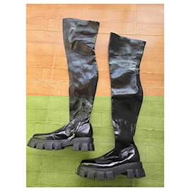 Prada-Prada Monolith thigh high boots.-Black