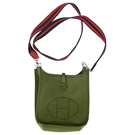 Hermès-Sac Hermès Evelyn TPN Mini 16 en cuir rouge-Rouge,Bordeaux