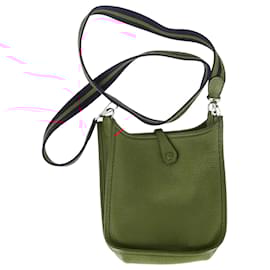 Hermès-Sac Hermès Evelyn TPN Mini 16 en cuir rouge-Rouge,Bordeaux