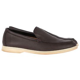 Loro Piana Summer Walk Loafers in Brown Leather Brown Red