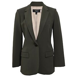 Blazer de um botão com bolsos em lã oliva da Theory Verde Verde oliva