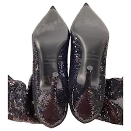Balenciaga-Balenciaga Knife High Heel Sock Booties in Black Sequin-Black