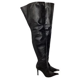 Balenciaga Odeon Over-The-Knee Boots in Black Leather Black