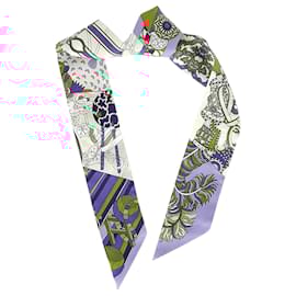 Hermès-Hermès De l'Ombrelle Aux Duels Twilly in Multicolor Silk-Multiple colors