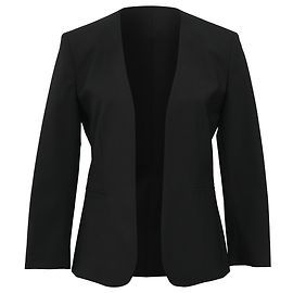 Theory Theorie Lindrayia B Offener Blazer aus schwarzer Wolle Schwarz