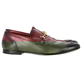 Gucci-Mocassins de couro bordeaux Gucci Jordaan com detalhe de ferradura-Vermelho,Bordeaux