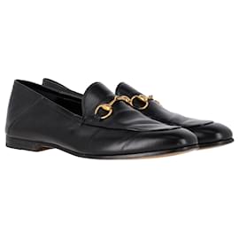 Gucci-Gucci Brixton Horsebit Collapsible-Heel Loafers in Black Leather-Black