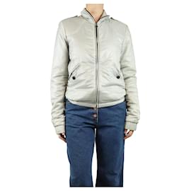 Chanel-Light grey padded nylon jacket - size UK 10-Grey